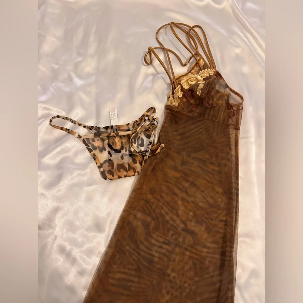 La Perla Vintage leopard sheer Chemise Set
